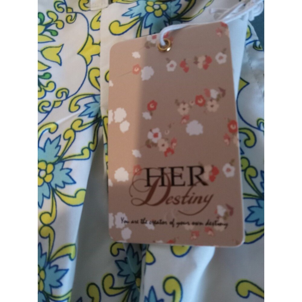 NWT Her Destiny Long Skirt with lemons with blue and Yellow flowers Large - Picture 12 of 14